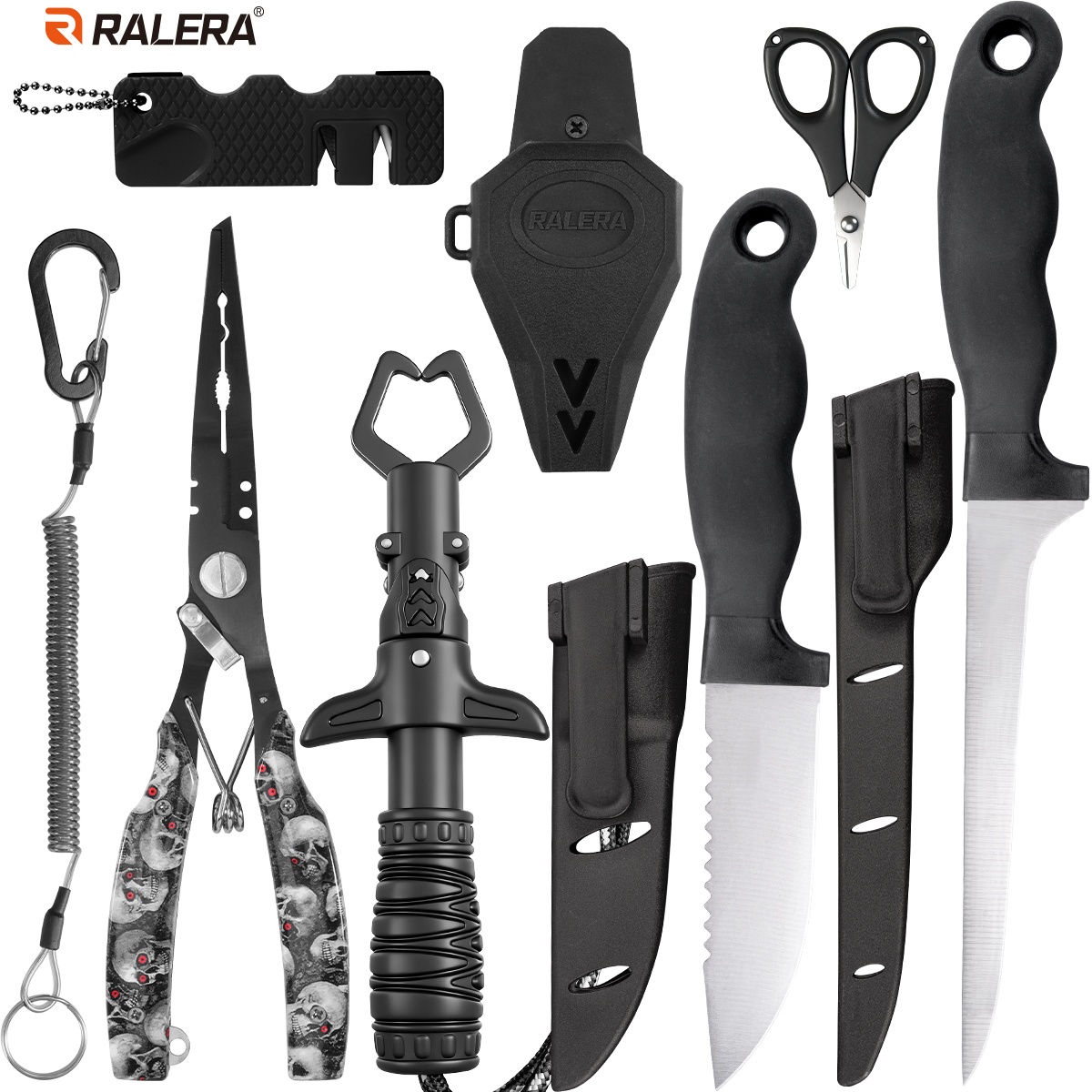 Fishing Equipment Essentials - Angelzubehör: Fischgreifer, Angelzange, Fischschere, Angelmesser, Komplettset,