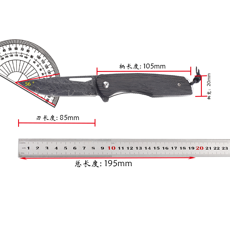Fishing Equipment Kitchener - Neues Klappmesser mit 8cr13MOV-Stahlkern und Ebenholzgriff,