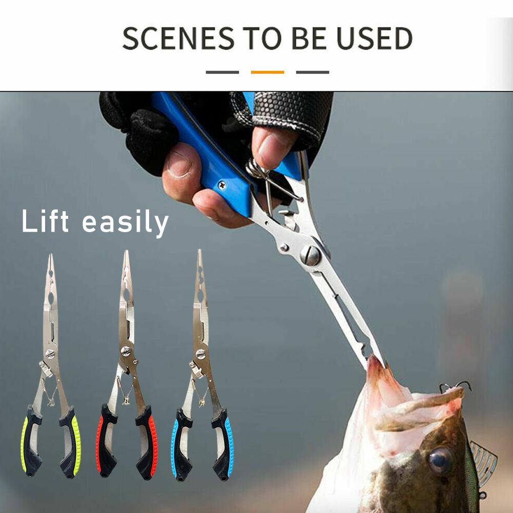 Fishing Equipment Bundle - Edelstahl-Angelzange, multifunktional, mit Splitringöffner, Geflechtlinienschneider, Anti-Rutsch-Hakenentferner,